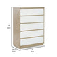 Ike 50 Inch Tall Dresser Chest Acrylic Fronts 5 Gliding Drawers White By Casagear Home BM316599