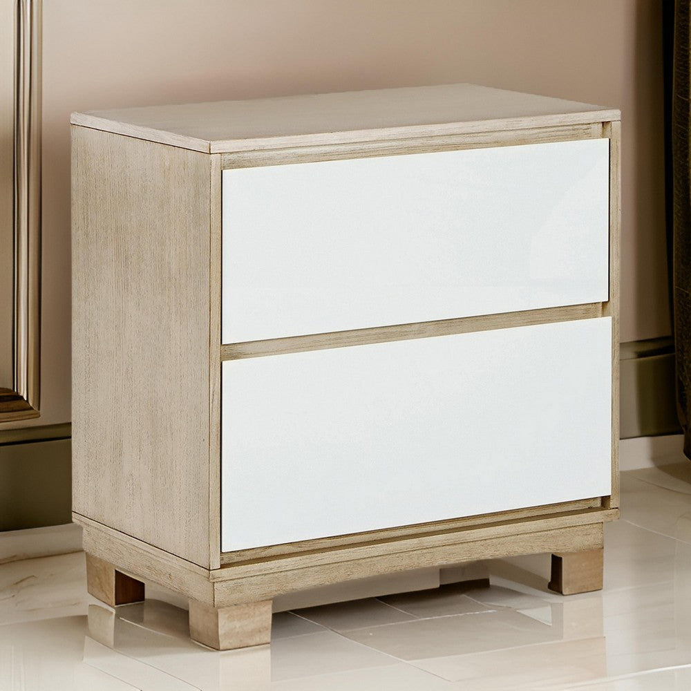 Ike 28 Inch Bedside Nightstand, Acrylic Fronts, 5 Gliding Drawers, White By Casagear Home