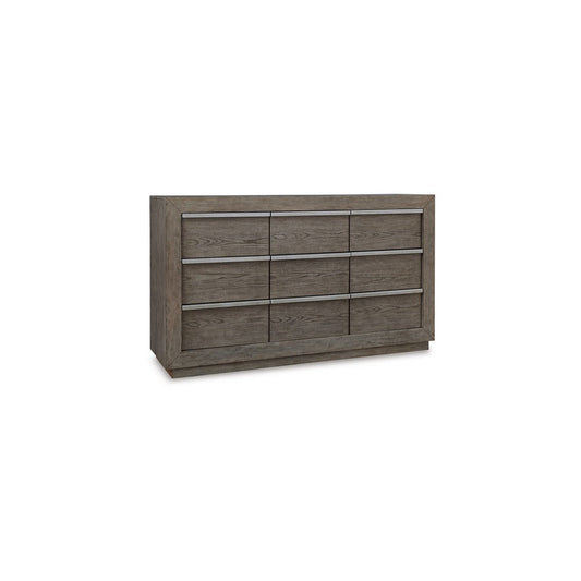 Erica 72 Inch Wide Dresser Chest, 9 Gliding Drawers, Smooth Gray Finish By Casagear Home