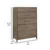 Cora 58 Inch Tall Dresser Chest 5 Gliding Drawers Metal Handles Gray By Casagear Home BM316604