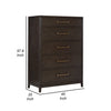 Cora 58 Inch Tall Dresser Chest 5 Gliding Drawers Metal Handles Brown By Casagear Home BM316606