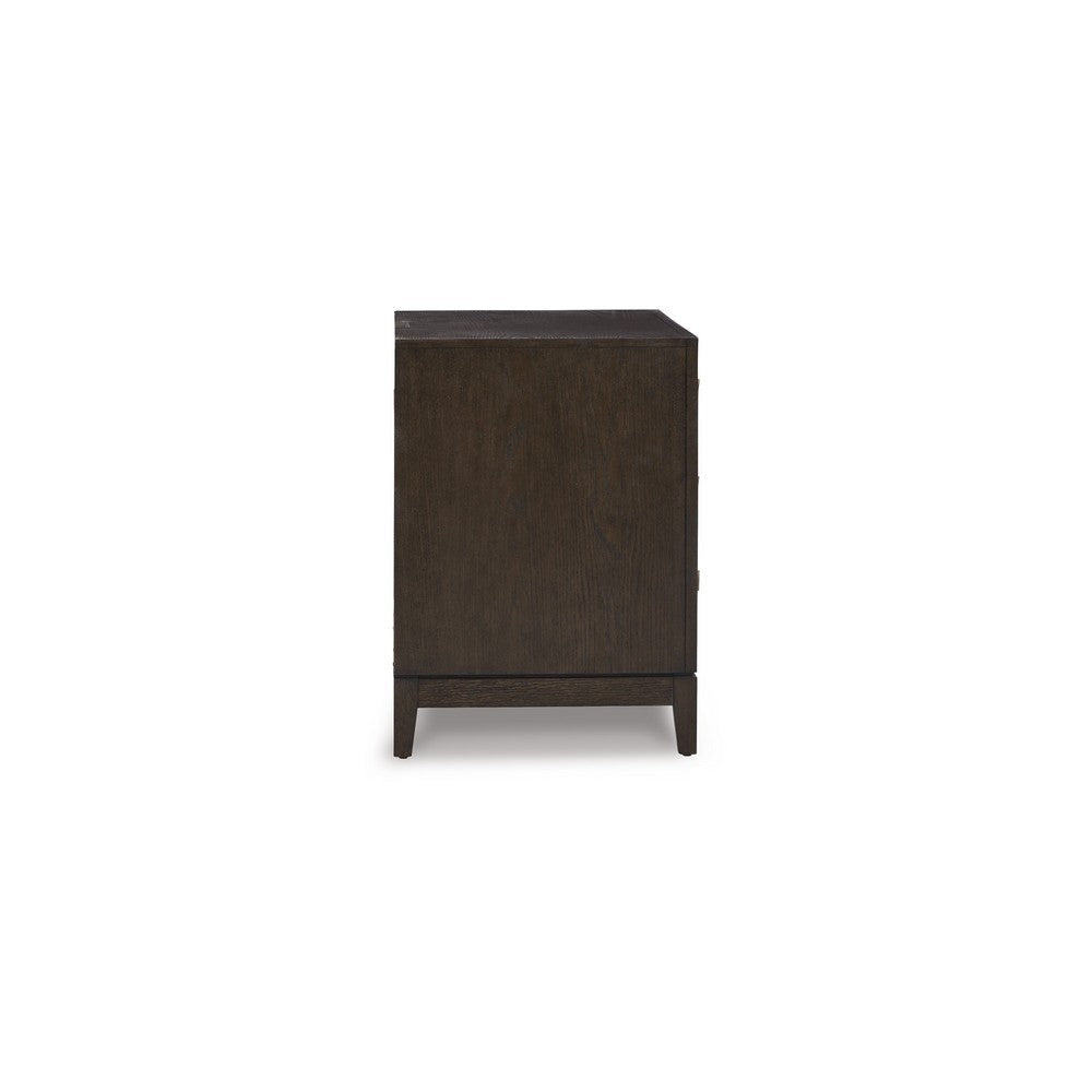 Cora 32 Inch Bedside Nightstand 3 Gliding Drawers Metal Handles Brown By Casagear Home BM316607