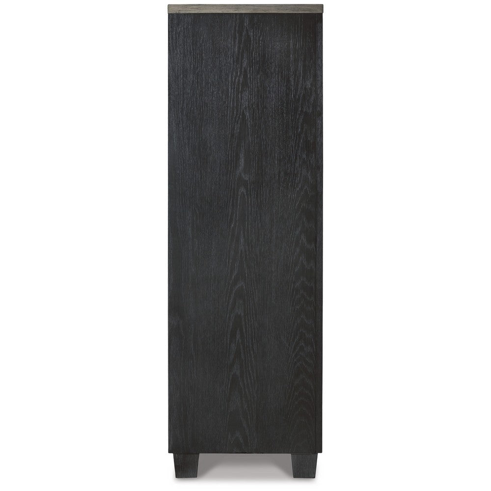 Kye 61 Inch Tall Dresser Chest 5 Gliding Drawers 2 Cabinets Black Finish By Casagear Home BM316609