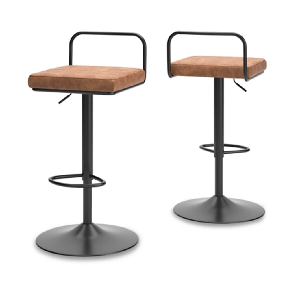 Mya 22-30 Inch Swivel Barstool Chair Adjustable Height Set of 2 Brown By Casagear Home BM316611