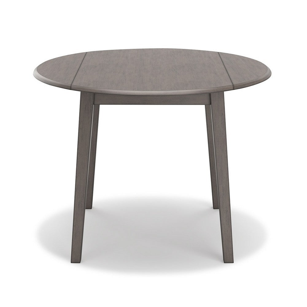 Ora 43 Inch Dining Table Round Surface Dual Drop Leaves Smooth Gray By Casagear Home BM316615