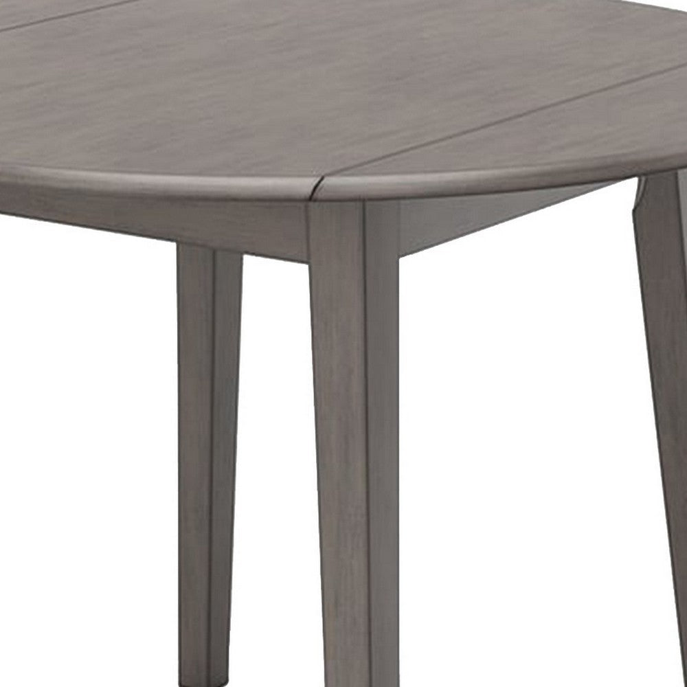 Ora 43 Inch Dining Table Round Surface Dual Drop Leaves Smooth Gray By Casagear Home BM316615