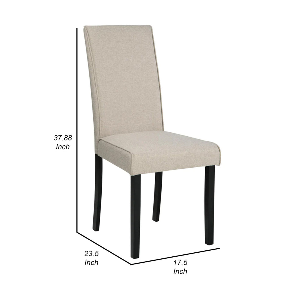 Pim 19 Inch Dining Side Chair Set of 2 Upholstered High Backrest Beige By Casagear Home BM316617