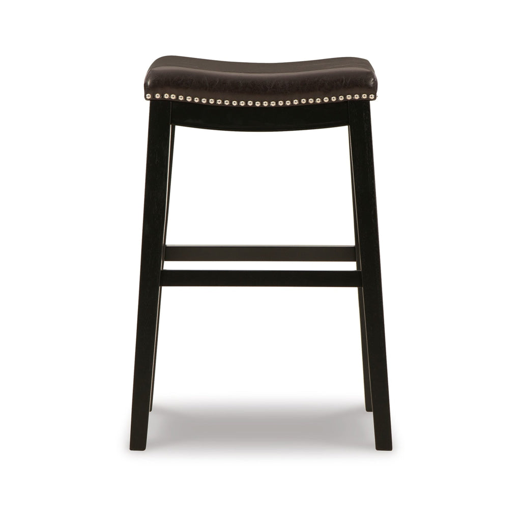 Gia 31 Inch Barstool Set of 2 Faux Leather Upholstery Rich Brown Finish By Casagear Home BM316621