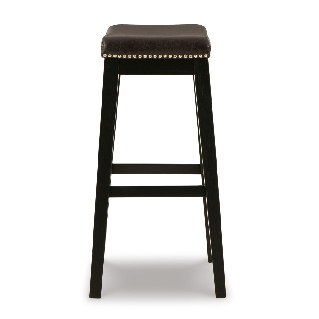 Gia 31 Inch Barstool Set of 2 Faux Leather Upholstery Rich Brown Finish By Casagear Home BM316621