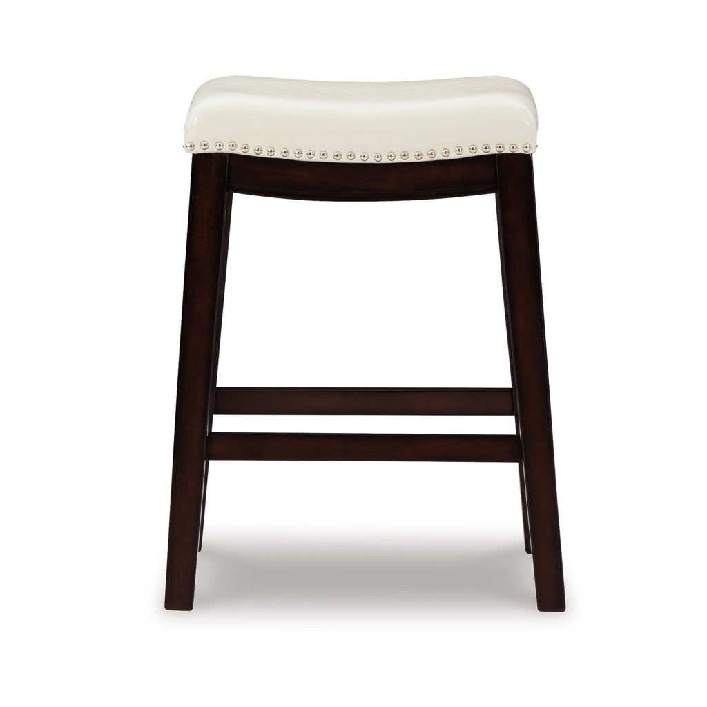 Gia 25 Inch Counter Height Stool Set of 2 Faux Leather Upholstery Ivory By Casagear Home BM316622