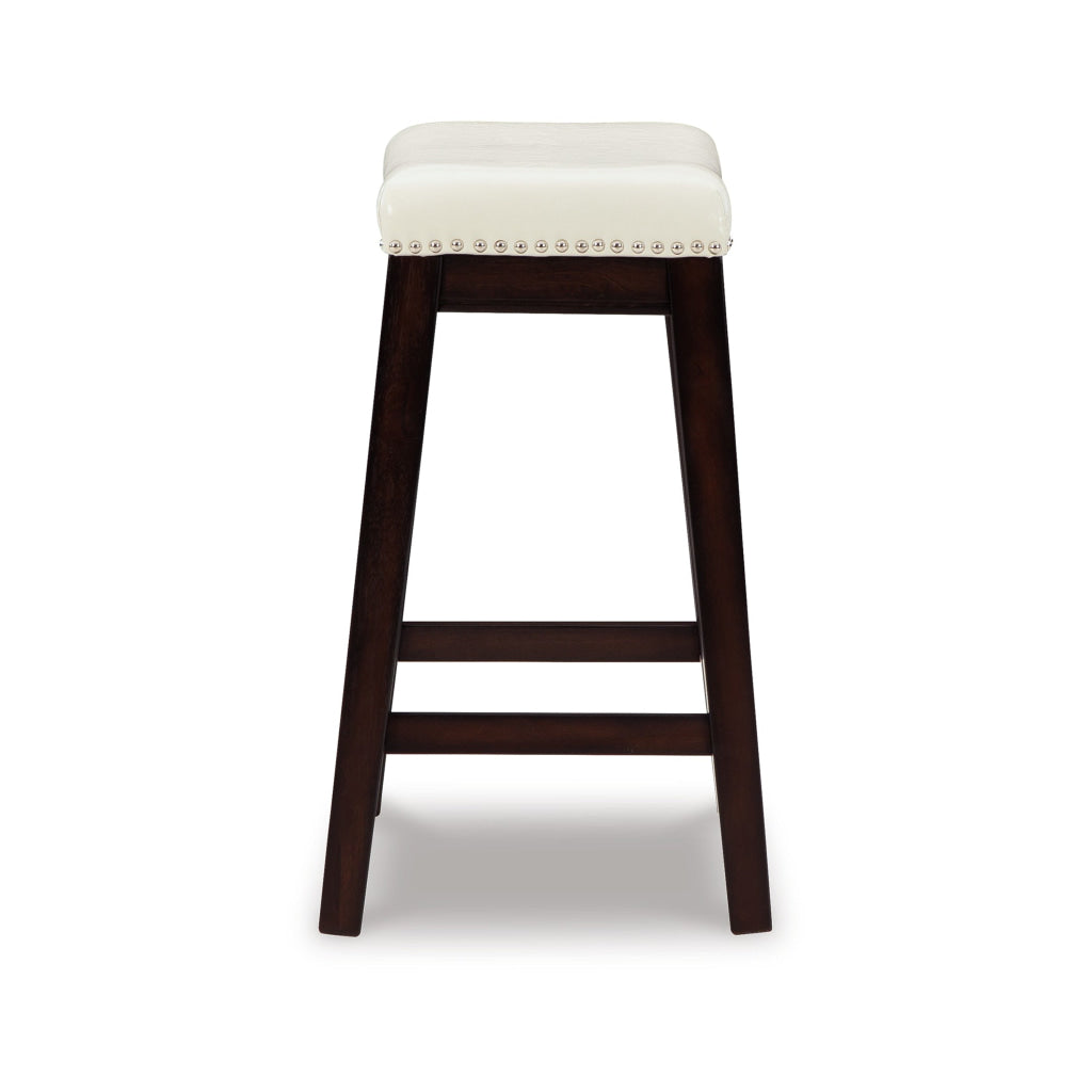 Gia 25 Inch Counter Height Stool Set of 2 Faux Leather Upholstery Ivory By Casagear Home BM316622