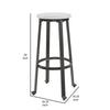 Isla 29 Inch Barstool, Set of 2, Farmhouse Style, Black Metal, White Seat By Casagear Home