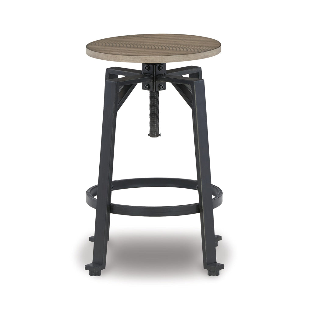 Xin 22-27 Inch Counter Stools Set of 2 Adjustable Height Brown and Black By Casagear Home BM316628