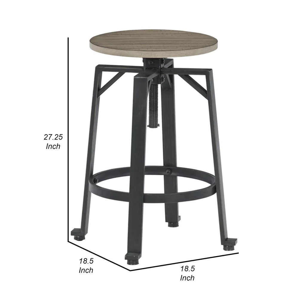 Xin 22-27 Inch Counter Stools, Set of 2, Adjustable Height, Brown and Black By Casagear Home