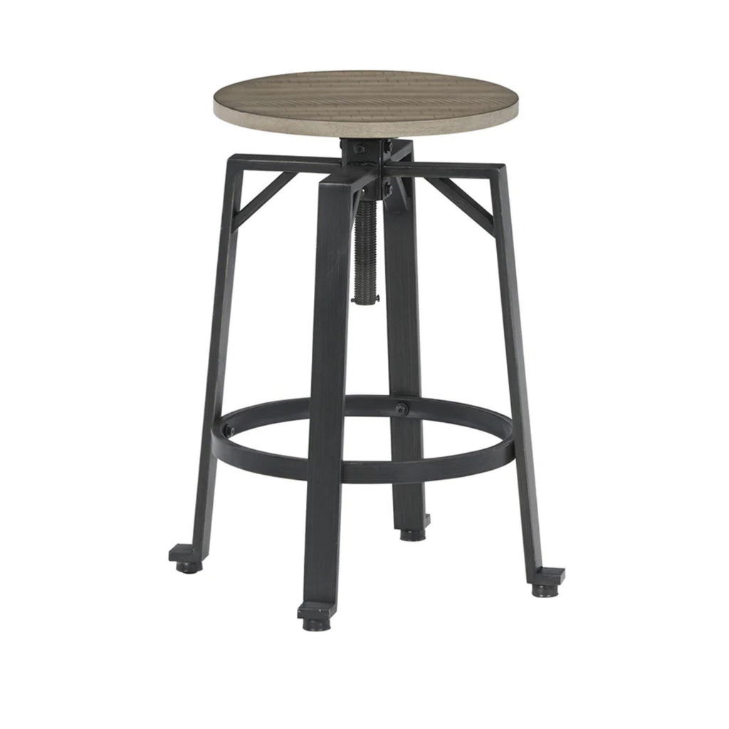 Xin 22-27 Inch Counter Stools, Set of 2, Adjustable Height, Brown and Black By Casagear Home