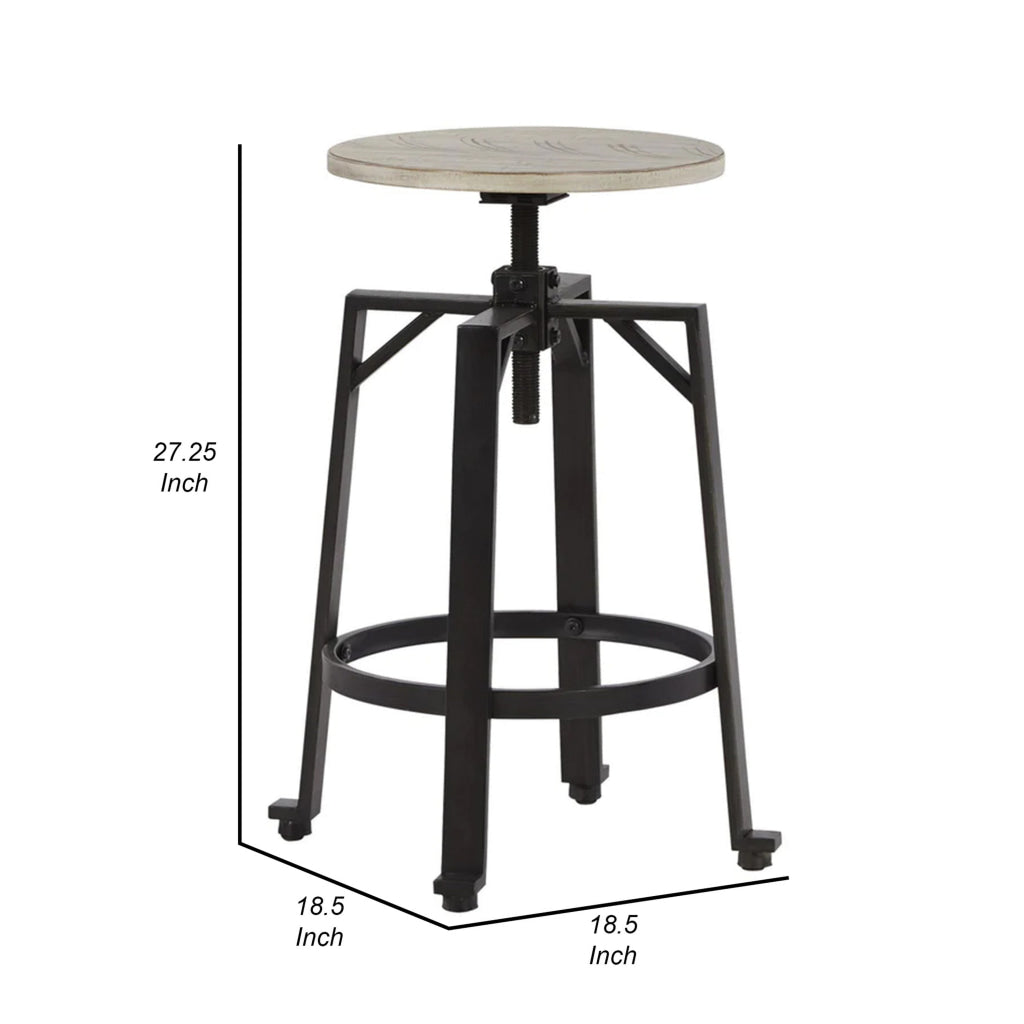 Xin 22-27 Inch Barstool, Set of 2, Adjustable Height, Light Brown, Black By Casagear Home