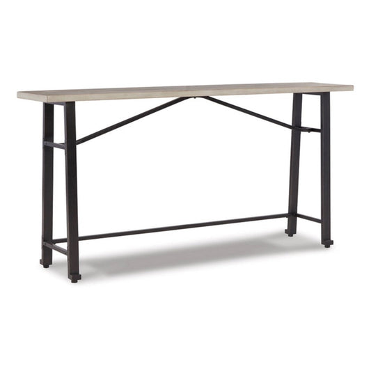 Xin 72 Inch Counter Height Table, Metal Hardware, Light Brown Surface  By Casagear Home