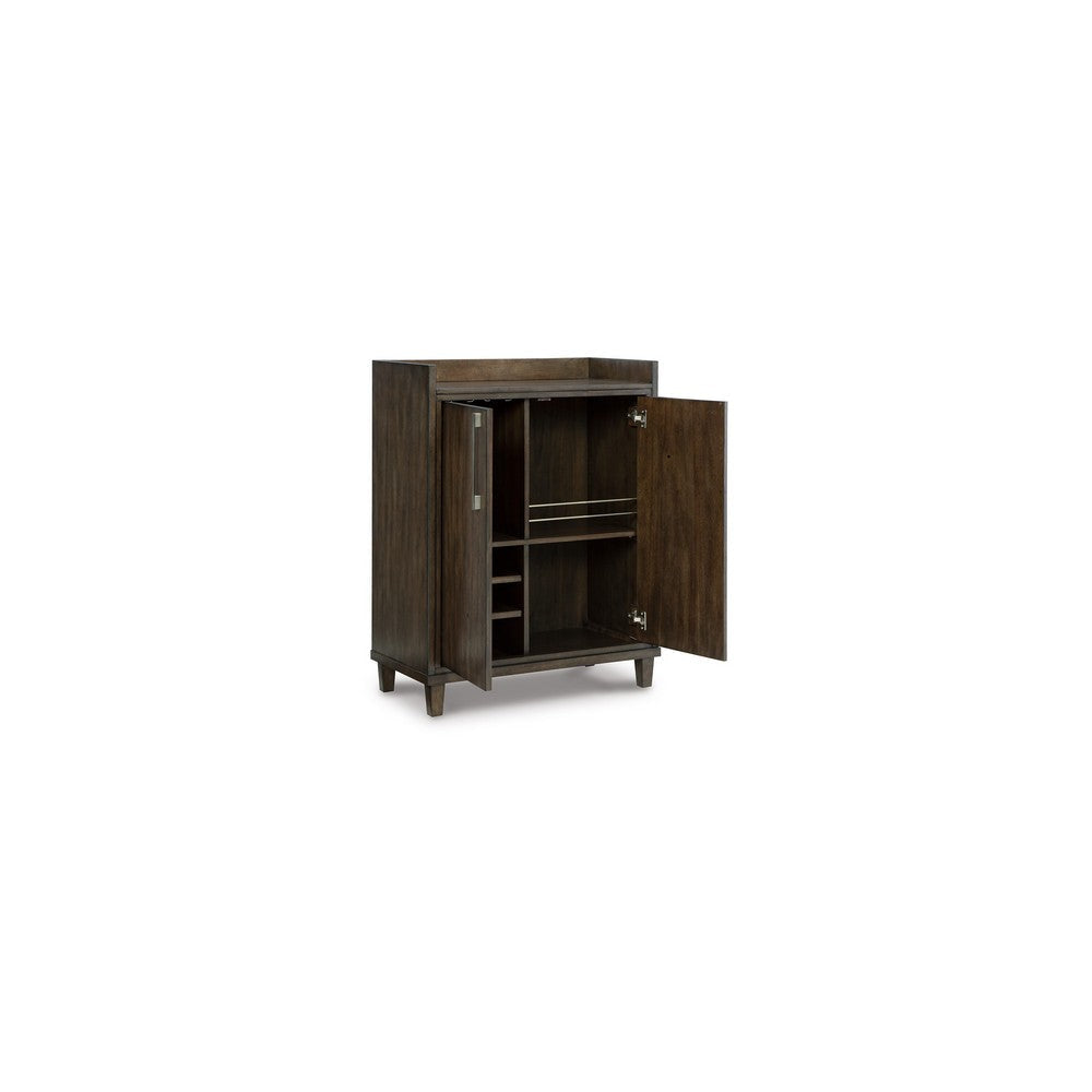 Wes 43 Inch Bar Cabinet Dual Door Opening Spacious Top Rich Brown Finish By Casagear Home BM316636