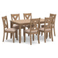 Sky Dining Set, Rectangular Table, 6 Polyester Upholstered Chairs, Brown By Casagear Home