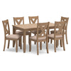 Sky Dining Set, Rectangular Table, 6 Polyester Upholstered Chairs, Brown By Casagear Home