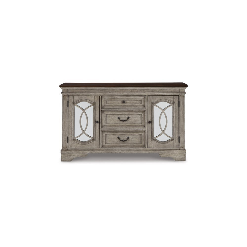 59 Inch Sideboard Buffet Console Spacious Top 3 Gliding Drawers Gray By Casagear Home BM316641