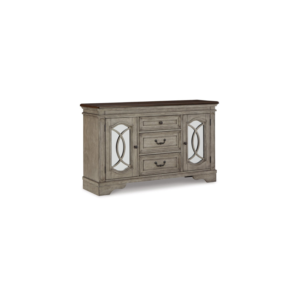 59 Inch Sideboard Buffet Console Spacious Top 3 Gliding Drawers Gray By Casagear Home BM316641