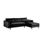 Ryle 104 Inch Sectional Sofa with Reversible Chaise Pillows Black Velvet By Casagear Home BM316643