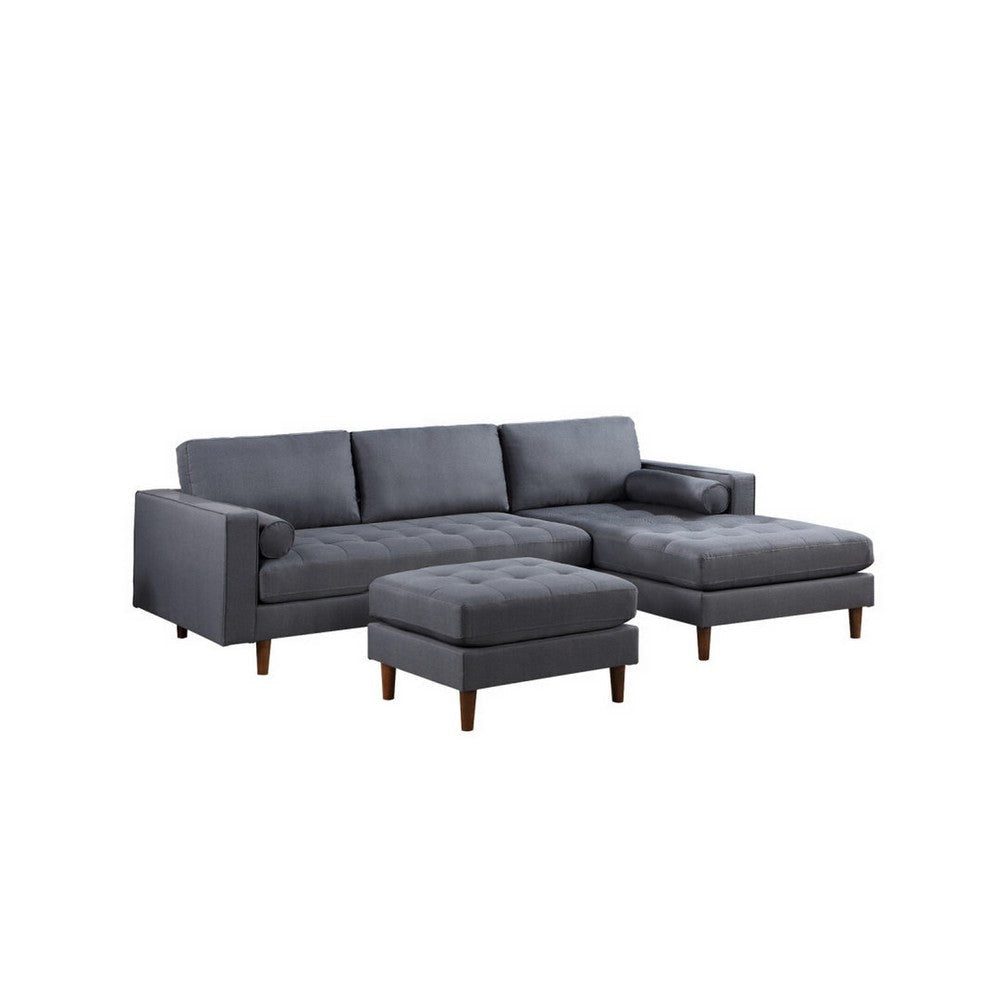 Ryle 104 Inch Sectional Sofa Reversible Chaise Pillows Dark Gray Velvet By Casagear Home BM316646