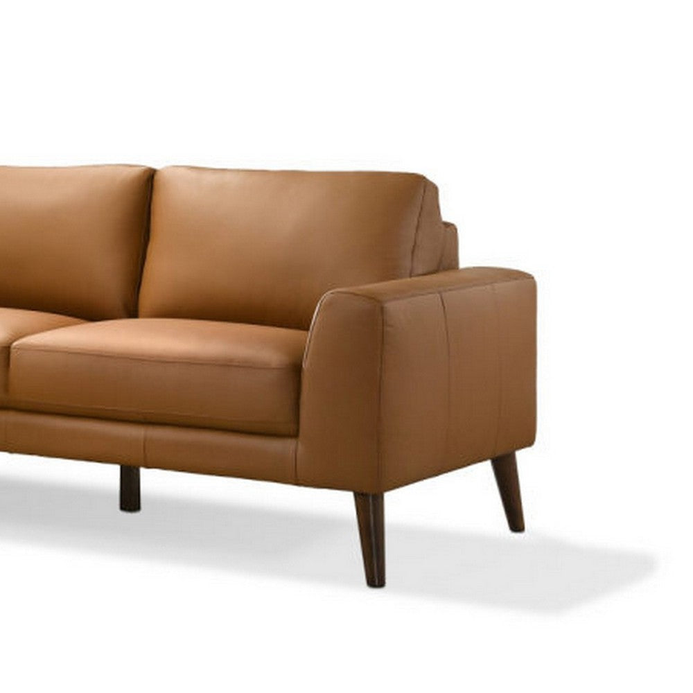 Jen 100 Inch Modern Sectional Sofa with Right Chaise Brown Genuine Leather By Casagear Home BM316648