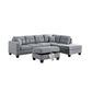 Tio 108 Inch Sectional Sofa with Reversible Chaise Ottoman Gray Tweed By Casagear Home BM316649