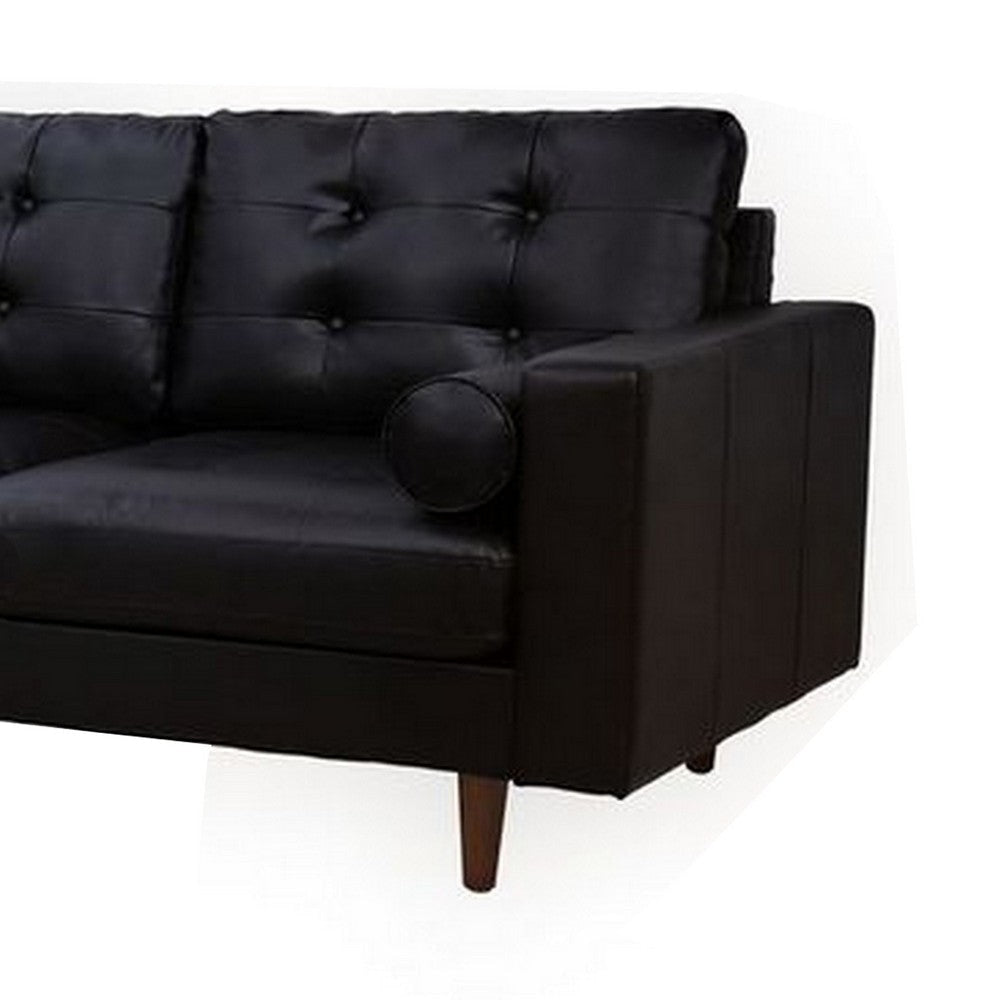 Ryle 104 Inch Sectional Sofa with Chaise Ottoman 2 Pillows Black Woven By Casagear Home BM316650