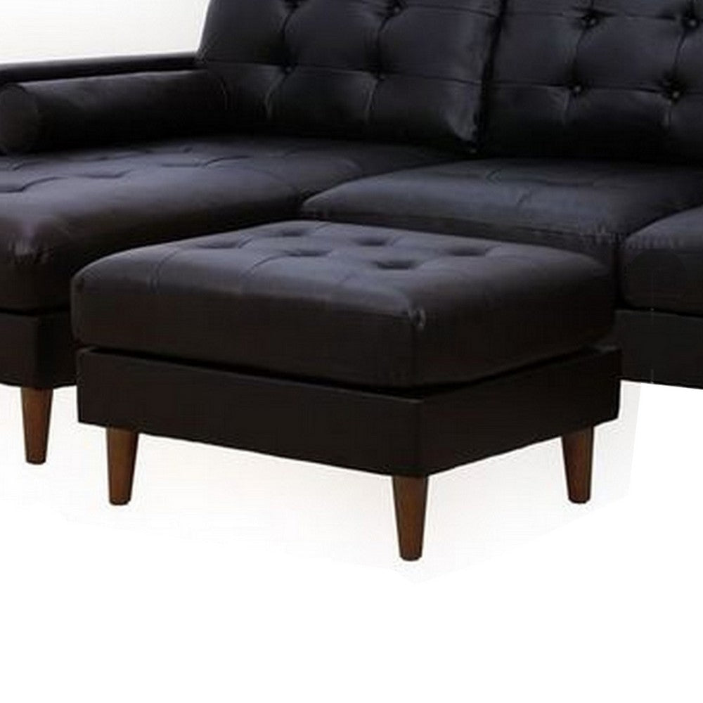 Ryle 104 Inch Sectional Sofa with Chaise Ottoman 2 Pillows Black Woven By Casagear Home BM316650