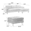 Ryle 104 Inch Sectional Sofa with Chaise and Ottoman 2 Pillows Light Gray By Casagear Home BM316653