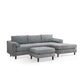 Ryle 104 Inch Sectional Sofa with Chaise and Ottoman, 2 Pillows, Light Gray By Casagear Home