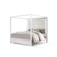 Dio King Canopy Bed Tall LED Headboard White Faux Leather Upholstery By Casagear Home BM316655