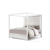 Dio King Canopy Bed Tall LED Headboard White Faux Leather Upholstery By Casagear Home BM316655