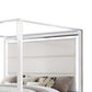 Dio King Canopy Bed Tall LED Headboard White Faux Leather Upholstery By Casagear Home BM316655