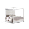 Dio King Canopy Bed, Tall LED Headboard, White Faux Leather Upholstery By Casagear Home