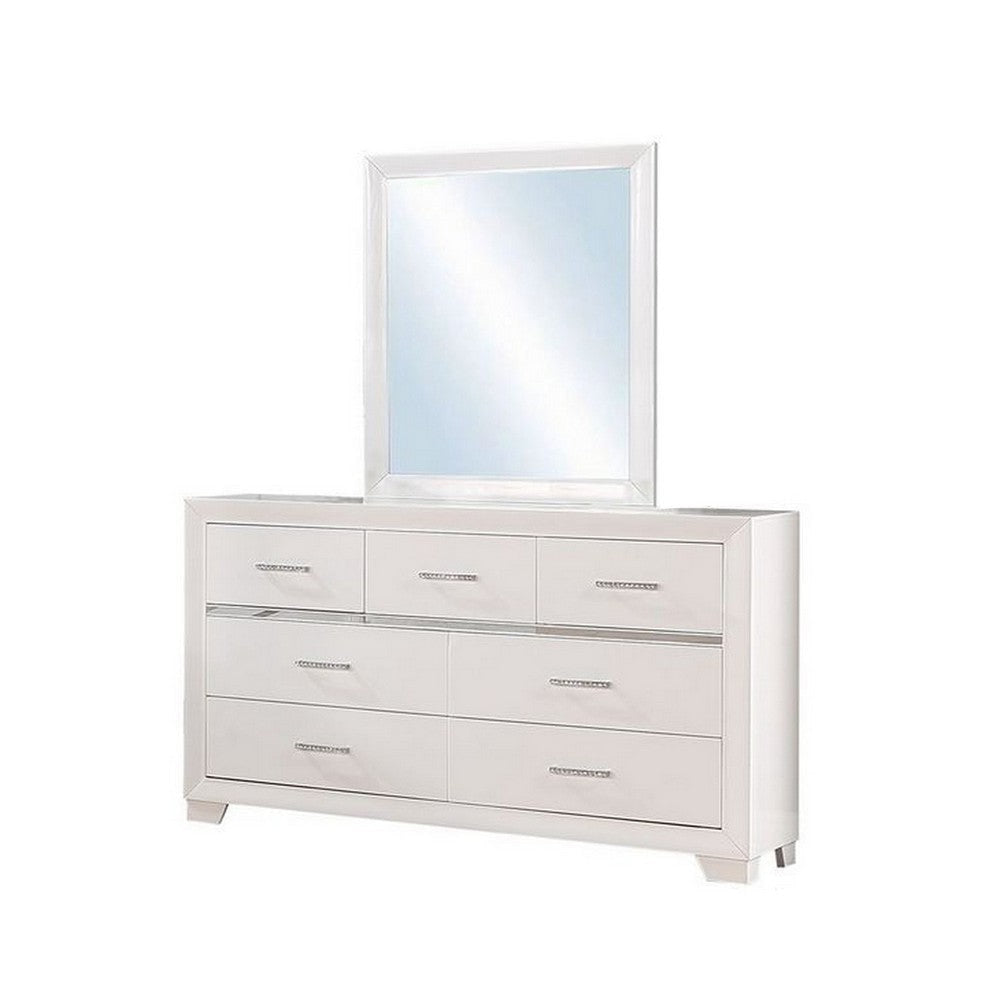 Dio 4pc Queen Canopy Bedroom Set with Nightstand Dresser Mirror in White By Casagear Home BM316656