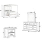 Dio 4pc Queen Canopy Bedroom Set with Nightstand Dresser Mirror in White By Casagear Home BM316656