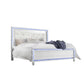 Noel King Size Bed with Crystal Tufted Upholstered Headboard, LED, White  By Casagear Home