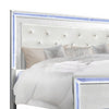 Noel King Size Bed with Crystal Tufted Upholstered Headboard LED White By Casagear Home BM316660