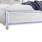 Noel King Size Bed with Crystal Tufted Upholstered Headboard LED White By Casagear Home BM316660