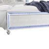 Noel King Size Bed with Crystal Tufted Upholstered Headboard LED White By Casagear Home BM316660