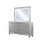 Lio 4pc Queen Bedroom Set with Nightstand Dresser LED Mirror Silver By Casagear Home BM316661