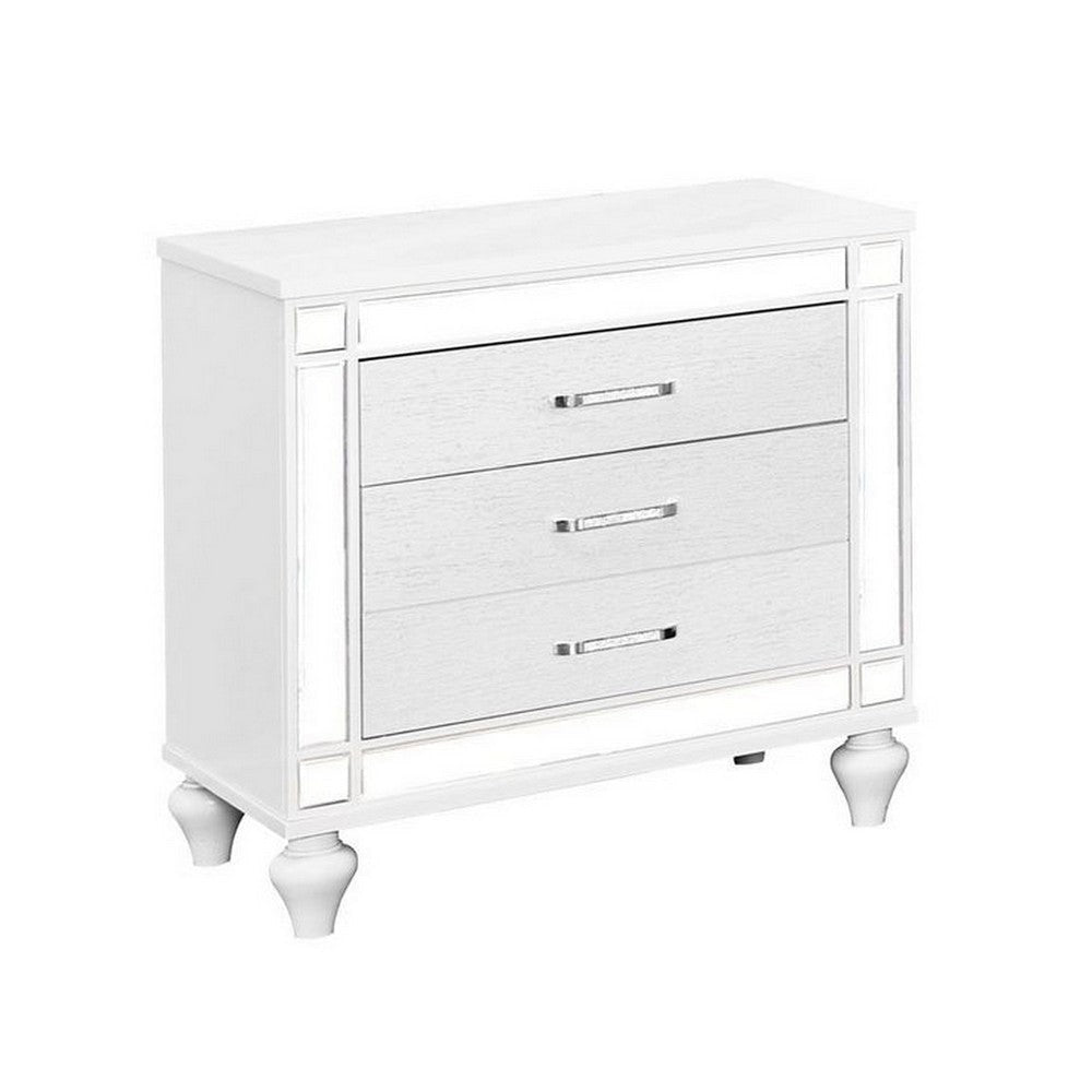 Lio 4pc Queen Bedroom Set with Nightstand Dresser LED Mirror White By Casagear Home BM316663