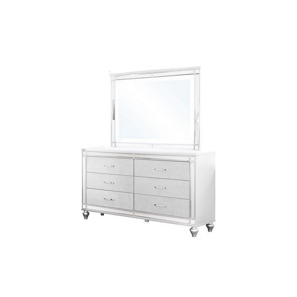 Lio 4pc King Bedroom Set with Nightstand Dresser LED Mirror White By Casagear Home BM316664