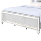 Lio Modern Queen Size Bed LED Mirror Trim Silver Velvet Tufted Upholstery By Casagear Home BM316665