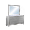 Lio 62 Inch Wide Dresser with LED Mirror Crystal Handles Chrome Wood By Casagear Home BM316669