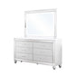 Lio Wide Dresser and LED Mirror Set of 2 Crystal Handles White Wood By Casagear Home BM316670